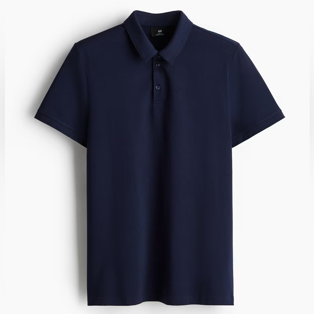 H&M Slim Fit Navy Blue Polo Shirt